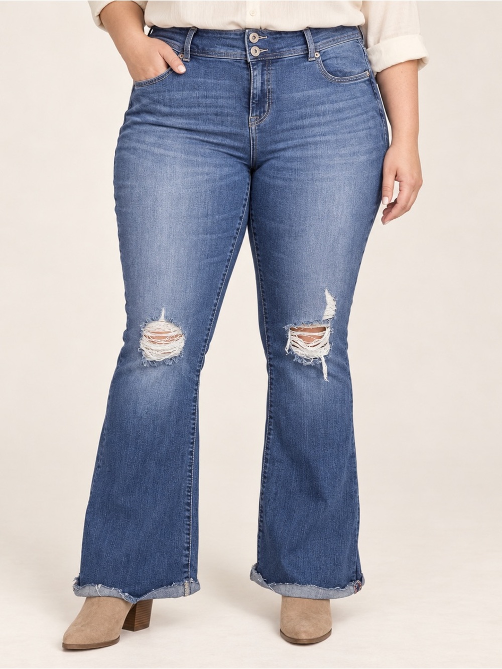 torrid Blue Distressed Flare Jeans Size 20 Short